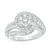 Thumbnail Image 0 of 1 CT. T.W. Composite Diamond Frame Swirl Bypass Engagement Ring in 10K White Gold