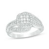 Thumbnail Image 1 of 1/2 CT. T.W. Princess-Cut Composite Diamond Frame Swirl Bypass Engagement Ring in 10K White Gold