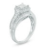 Thumbnail Image 2 of 1/2 CT. T.W. Princess-Cut Composite Diamond Frame Swirl Bypass Engagement Ring in 10K White Gold