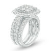 Thumbnail Image 2 of 3-1/2 CT. T.W. Composite Diamond Cushion Frame Three Piece Bridal Set in 14K White Gold