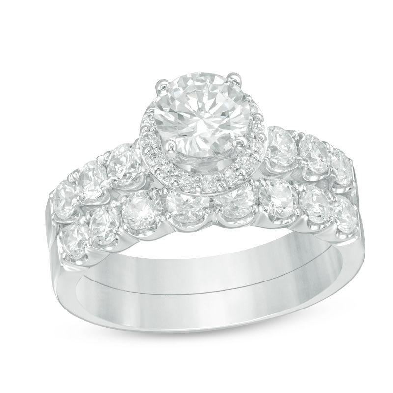 2 CT. T.W. Diamond Frame Bridal Set in 14K White Gold