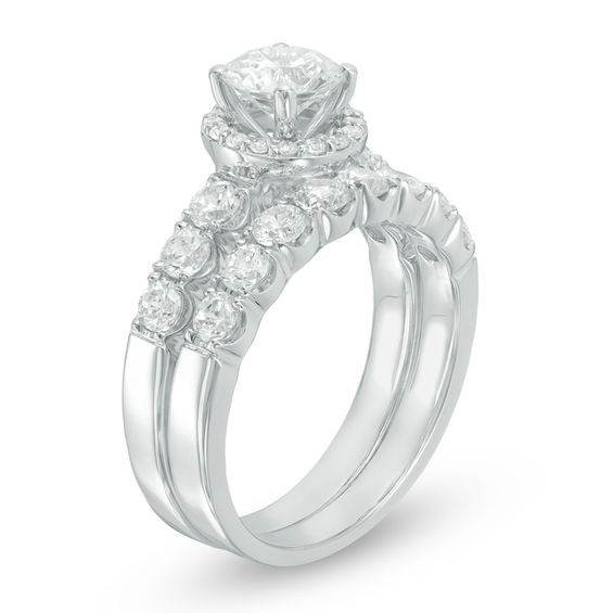 2 CT. T.w. Diamond Frame Bridal Set in 14K White Gold