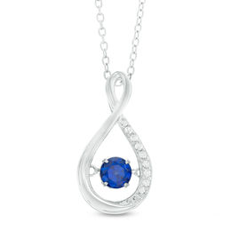 Unstoppable Love™ 5.0mm Lab-Created Blue and White Sapphire Infinity Pendant in Sterling Silver