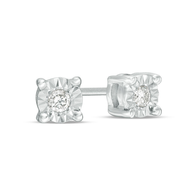 1/20 CT. T.W. Diamond Solitaire Stud Earrings in Sterling Silver | Zales