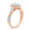 Thumbnail Image 1 of 1/2 CT. T.W. Oval Diamond Double Frame Twist Engagement Ring in 14K Two-Tone Gold