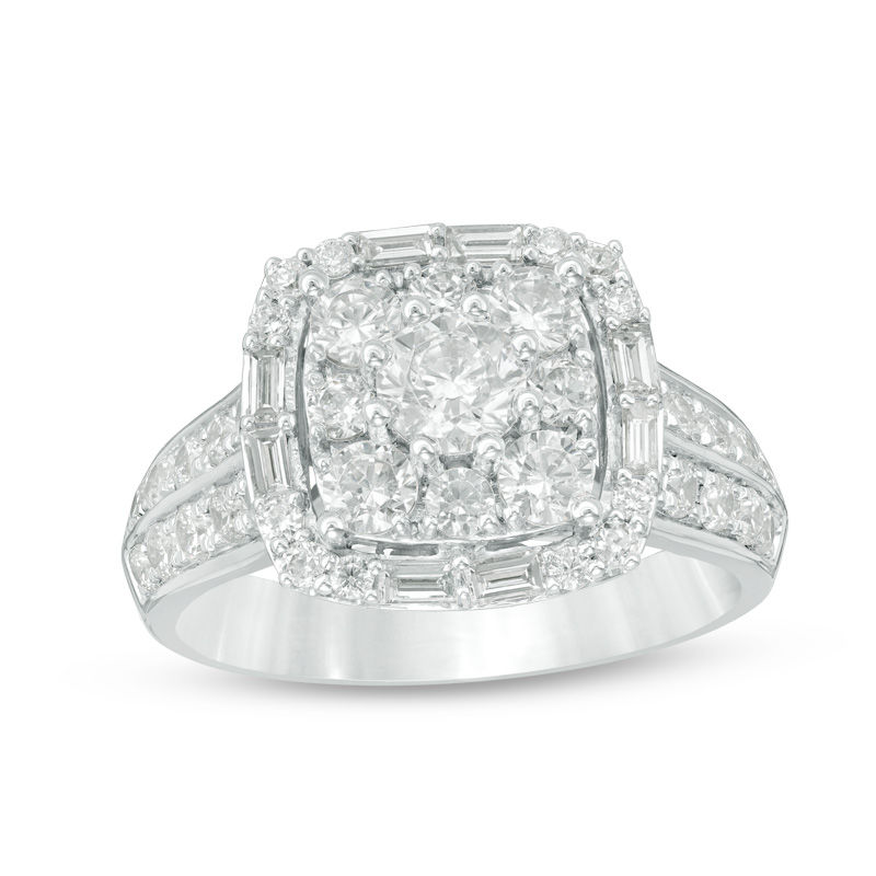 Main Image 1 of 1-3/4 CT. T.W. Diamond Frame Engagement Ring in 14K White Gold