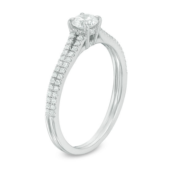 1 CT. T.w. Diamond Split Shank Engagement Ring in 14K White Gold