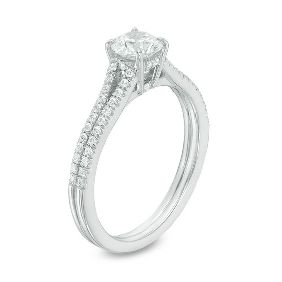 1/2 CT. T.w. Diamond Split Shank Engagement Ring in 14K White Gold