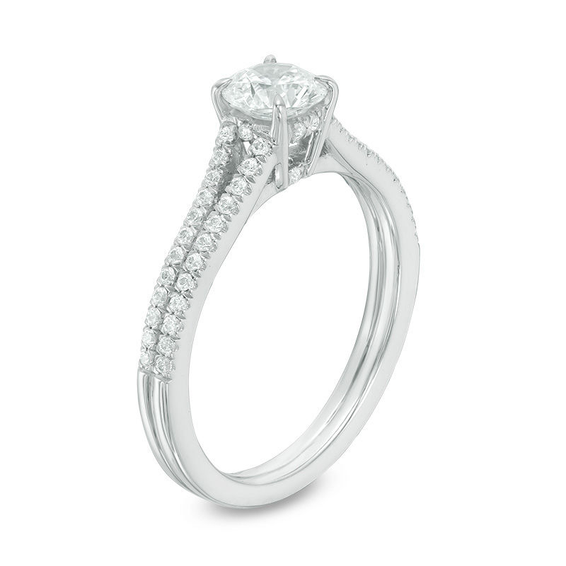 Main Image 2 of 1/2 CT. T.W. Diamond Split Shank Engagement Ring in 14K White Gold