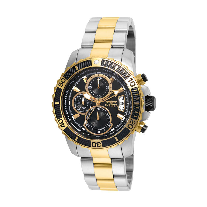 Men's Invicta Pro Diver Two-Tone Chronograph Watch with Black Dial (Model: 22418)