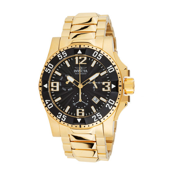 Men's Invicta Excursion Gold-Tone Chronograph Watch with Black Dial (Model: 23903)
