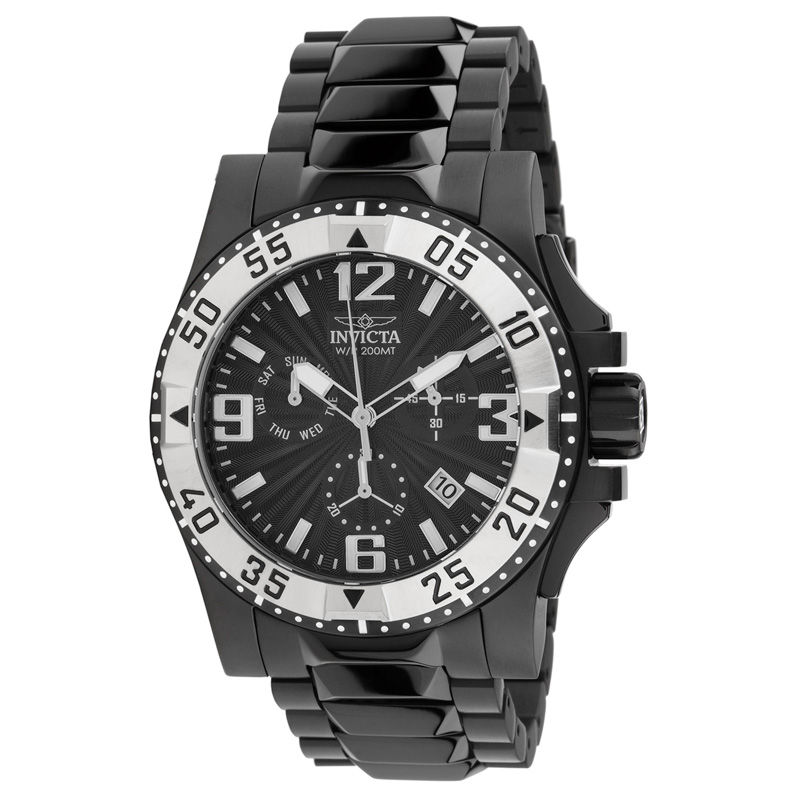 Men's Invicta Excursion Black IP Chronograph Watch with Black Dial (Model: 23907)