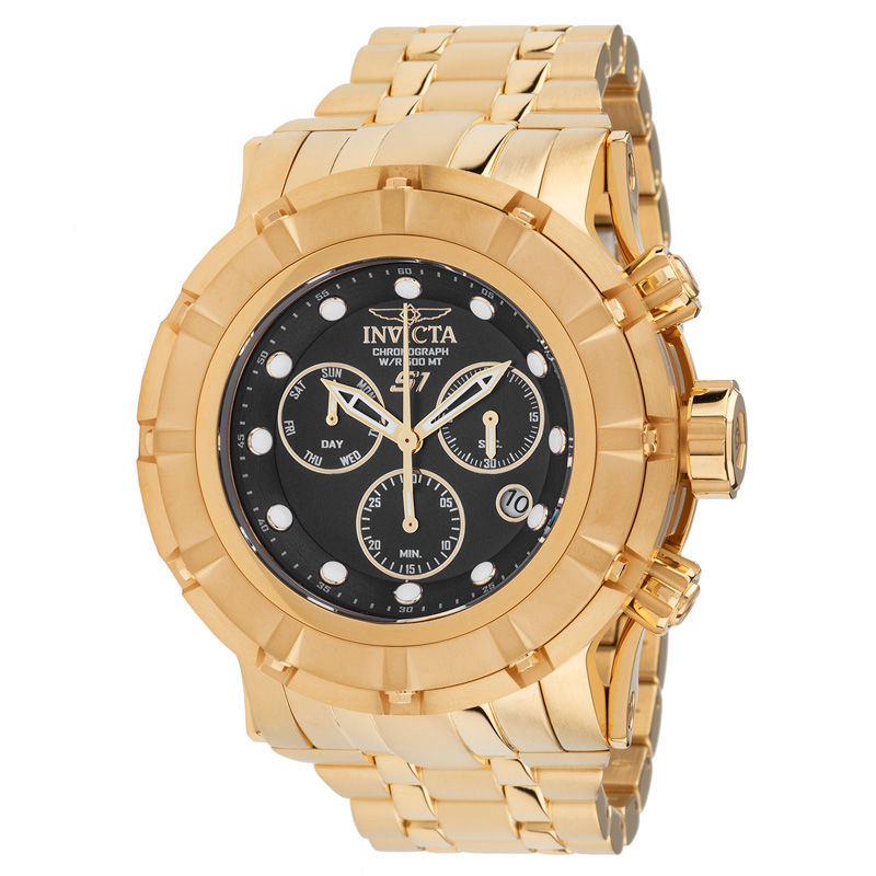 Men's Invicta S1 Rally Gold-Tone Chronograph Watch with Black Dial (Model: 23954)
