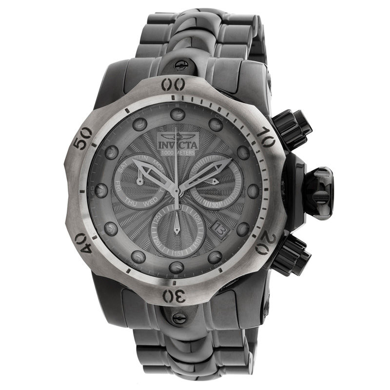Men's Invicta Venom Black IP Chronograph Watch with Gunmetal Dial (Model: 23899)