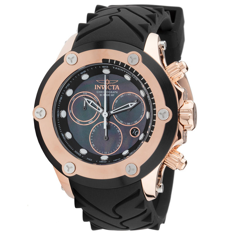 Men's Invicta Subaqua Two-Tone Chronograph Strap Watch with Black Mother-of Pearl Dial (Model: 23932)