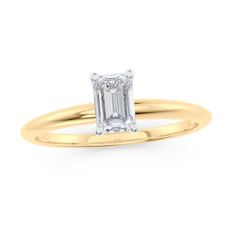 3/4 CT. Certified Emerald-Cut Diamond Solitaire Engagement Ring in 18K ...