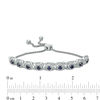 Thumbnail Image 1 of Lab-Created Blue Sapphire and 1/10 CT. T.W. Diamond Frame Bolo Bracelet in Sterling Silver - 9.5"