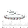 Thumbnail Image 1 of Garnet and 1/10 CT. T.W. Diamond Frame Bolo Bracelet in Sterling Silver - 9.5"