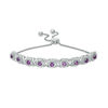 Thumbnail Image 0 of Amethyst and 1/10 CT. T.W. Diamond Frame Bolo Bracelet in Sterling Silver - 9.5"