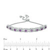 Thumbnail Image 1 of Amethyst and 1/10 CT. T.W. Diamond Frame Bolo Bracelet in Sterling Silver - 9.5"