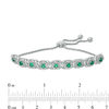 Thumbnail Image 1 of Lab-Created Emerald and 1/10 CT. T.W. Diamond Frame Bolo Bracelet in Sterling Silver - 9.5"