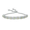 Thumbnail Image 0 of Peridot and 1/10 CT. T.W. Diamond Frame Bolo Bracelet in Sterling Silver - 9.5"