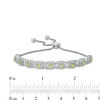 Thumbnail Image 1 of Peridot and 1/10 CT. T.W. Diamond Frame Bolo Bracelet in Sterling Silver - 9.5"