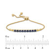 Thumbnail Image 1 of Lab-Created Blue Sapphire Nine Stone Bar Bolo Bracelet in 10K Gold - 9.5"