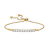 Thumbnail Image 0 of Lab-Created White Sapphire Nine Stone Bar Bolo Bracelet in 10K Gold - 9.5"