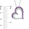 Thumbnail Image 1 of Amethyst and 1/10 CT. T.W. Diamond Tilted Heart Pendant in Sterling Silver