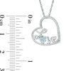 Thumbnail Image 1 of Heart-Shaped Aquamarine and Diamond Accent Tilted "LOVE" Pendant in Sterling Silver