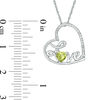 Thumbnail Image 1 of Heart-Shaped Peridot and Diamond Accent Tilted "LOVE" Pendant in Sterling Silver