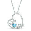 Thumbnail Image 0 of Heart-Shaped Blue Topaz and Diamond Accent Tilted "LOVE" Pendant in Sterling Silver