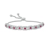 Thumbnail Image 1 of Lab-Created Ruby and 1/10 CT. T.W. Diamond Frame Bolo Bracelet in Sterling Silver - 9.5"