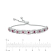 Thumbnail Image 2 of Lab-Created Ruby and 1/10 CT. T.W. Diamond Frame Bolo Bracelet in Sterling Silver - 9.5"