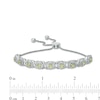 Thumbnail Image 2 of Peridot and 1/10 CT. T.W. Diamond Frame Bolo Bracelet in Sterling Silver - 9.5"