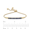 Thumbnail Image 2 of Lab-Created Blue Sapphire Nine Stone Bar Bolo Bracelet in 10K Gold - 9.5"