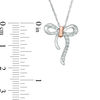 Thumbnail Image 1 of Aquamarine Bow Necklace in Sterling Silver and 10K Rose Gold