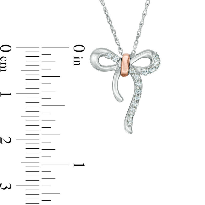 Aquamarine Bow Necklace in Sterling Silver and 10K Rose Gold