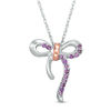 Thumbnail Image 0 of Amethyst Bow Necklace in Sterling Silver and 10K Rose Gold