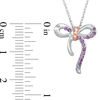 Thumbnail Image 1 of Amethyst Bow Necklace in Sterling Silver and 10K Rose Gold