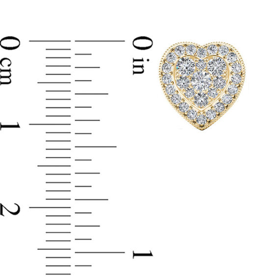 1/3 CT. T.w. Multi-Diamond Vintage-Style Heart Stud Earrings in 10K Gold