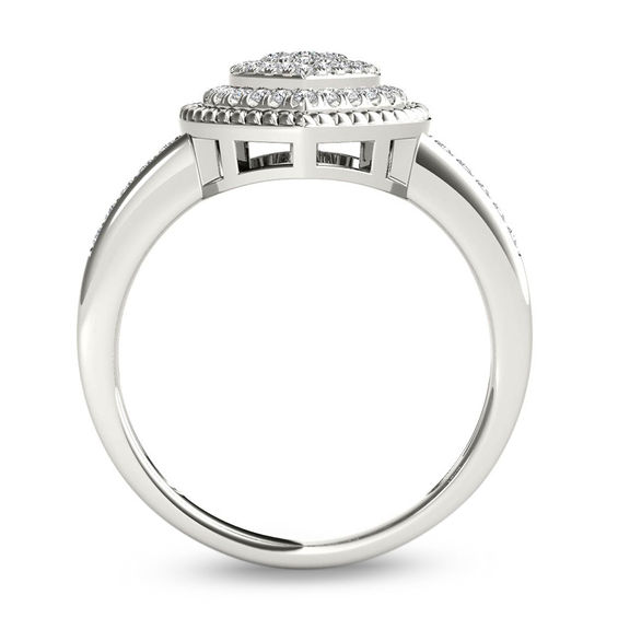 1/4 CT. T.w. Multi-Diamond Heart-Shaped Rope Frame Ring in 10K White Gold
