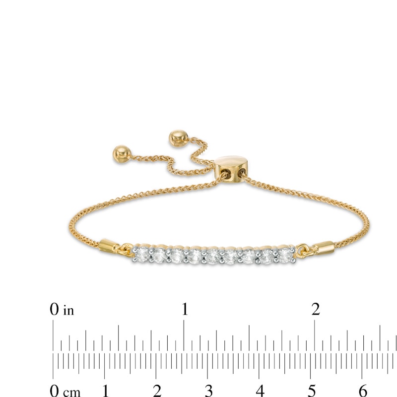 Main Image 2 of Lab-Created White Sapphire Nine Stone Bar Bolo Bracelet in 10K Gold - 9.5"