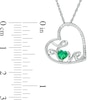Thumbnail Image 2 of Heart-Shaped Lab-Created Emerald and Diamond Accent Tilted "LOVE" Pendant in Sterling Silver