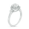 Thumbnail Image 2 of Lab-Created White Sapphire and 1/6 CT. T.W. Diamond Frame Three Stone Ring in Sterling Silver