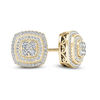 Thumbnail Image 1 of 1/2 CT. T.W. Multi-Diamond Vintage-Style Double Cushion Frame Stud Earrings in 10K Gold