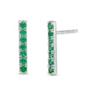 Thumbnail Image 1 of Lab-Created Emerald Bar Drop Earrings in Sterling Silver