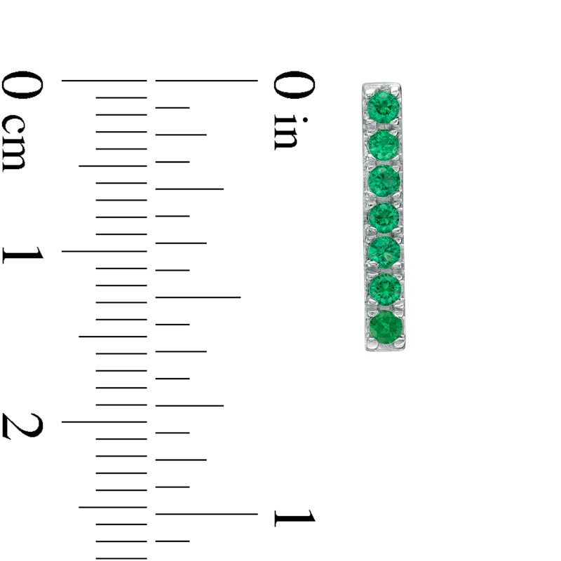 Main Image 2 of Lab-Created Emerald Bar Drop Earrings in Sterling Silver