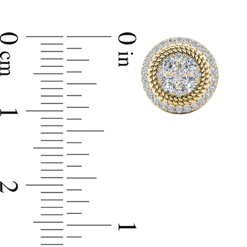 Main Image 2 of 5/8 CT. T.W. Multi-Diamond Rope Frame Stud Earrings in 10K Gold